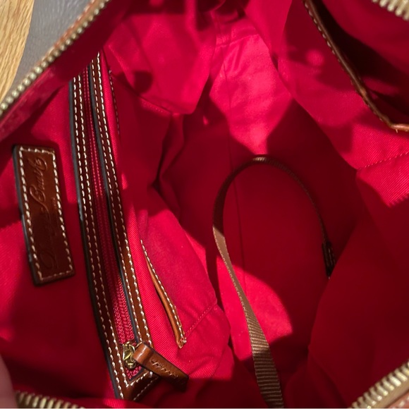 **Authentic** Dooney & Bourke shoulder bag LIKE NEW! Brown/tan with red interior - Picture 6 of 6